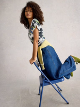 Load image into Gallery viewer, White Stuff - Nelly Notch Neck Tee in Navy Multi