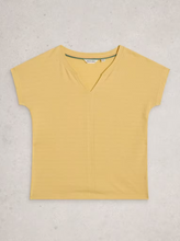 Load image into Gallery viewer, White Stuff - Nelly Notch Texture Tee in Light Yellow