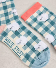 Load image into Gallery viewer, White Stuff - Patterned Fluffy Ankle Socks in Blue Multi