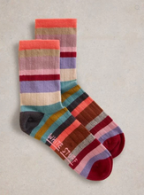 Load image into Gallery viewer, White Stuff - Ribbed Stripe Ankle Socks - Blue Multi