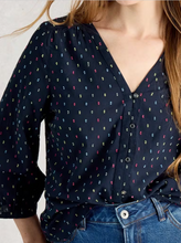 Load image into Gallery viewer, White Stuff - Ruby Cotton Organic Top in Navy Multi