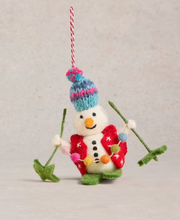 Load image into Gallery viewer, White Stuff - Skiing Snowman Hanging Decoration