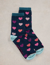 Load image into Gallery viewer, White Stuff - Striped Heart Ankle Socks - Teal Multi