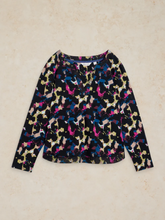 Load image into Gallery viewer, White Stuff - Weaver Notch Long Sleeve Tee in Navy Print