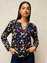 Load image into Gallery viewer, White Stuff - Weaver Notch Long Sleeve Tee in Navy Print