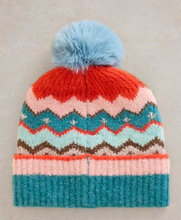 Load image into Gallery viewer, White Stuff - Zig Zag Fairisle Beanie - Teal Multi