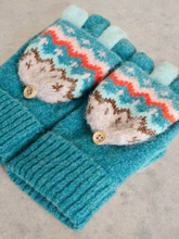 Load image into Gallery viewer, White Stuff - Zig Zag Flip Mitts - Teal Multi