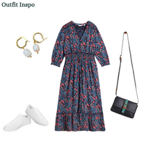 Load image into Gallery viewer, White Stuff - Jonie Shirred Jersey Dress - Blue Print