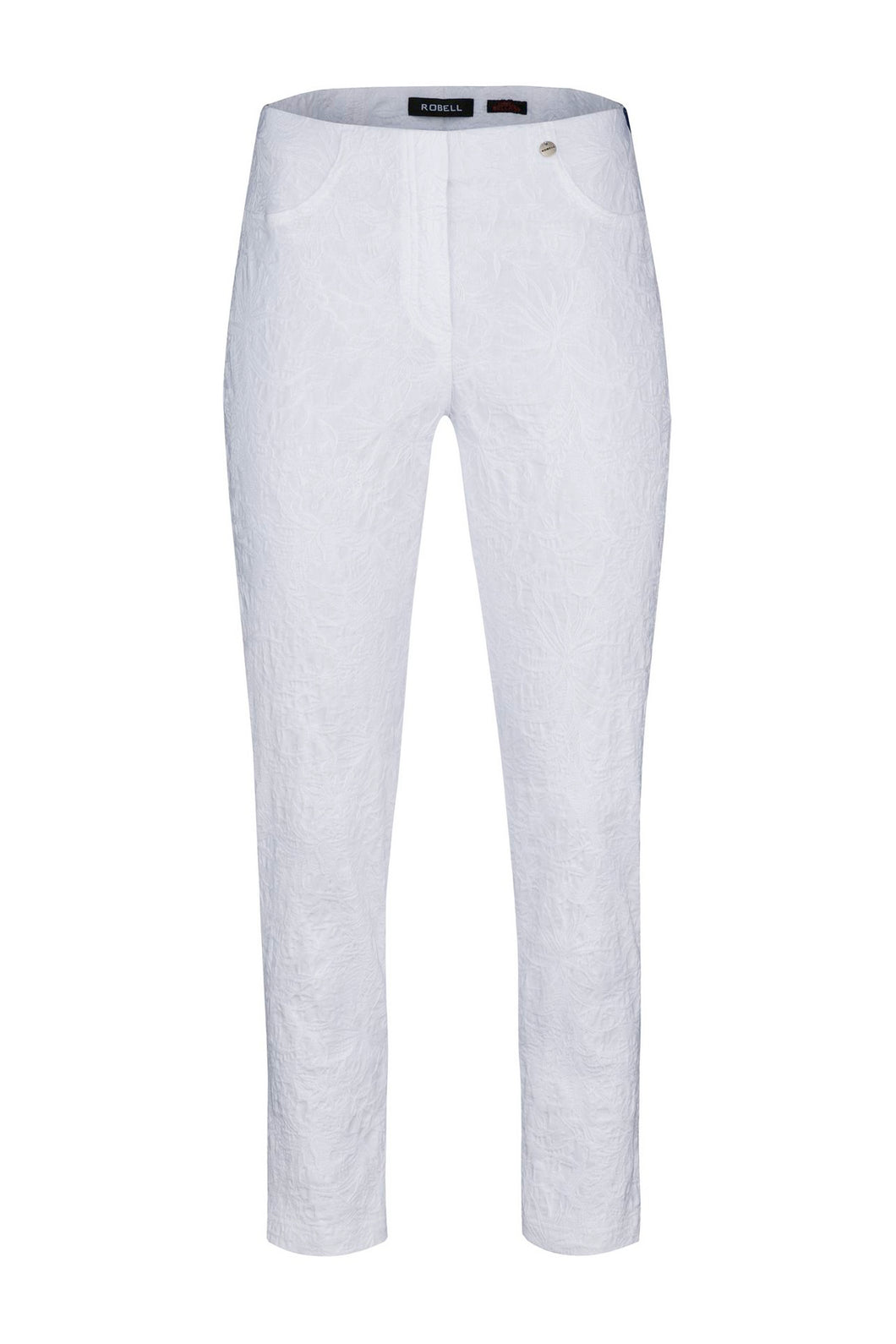 Robell - 51560 54401 Bella 09 Jacquard Trousers - White 10