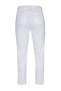 Robell - 51560 54401 Bella 09 Jacquard Trousers - White 10