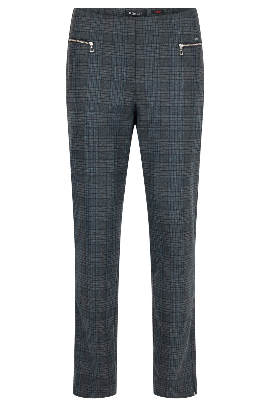 Robell - 52499 55042 Mimi Trousers - Black Blue Check 90