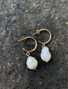Alice Rose Jewellery - Gold Big Hoop & Pearl Earrings