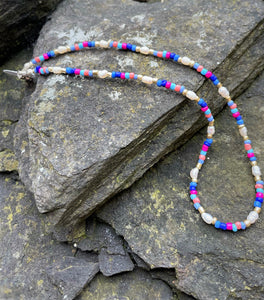 Alice Rose Jewellery - Blue Pearl & Seed Bead Necklace