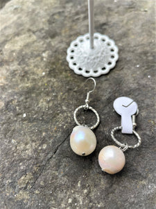 Alice Rose Jewellery - Silver Circle Pearl Earrings