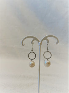 Alice Rose Jewellery - Silver Circle Pearl Earrings