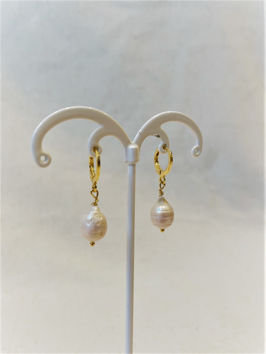 Alice Rose Jewellery - Small Pearl Hoop Earrings Gold