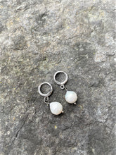 Load image into Gallery viewer, Alice Rose Jewellery - Small Pearl Hoop Earrings Silver
