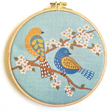 Load image into Gallery viewer, Corinne Lapierre - Printed Linen Embroidery Kit Birds &amp; Blossoms
