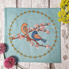 Load image into Gallery viewer, Corinne Lapierre - Printed Linen Embroidery Kit Birds &amp; Blossoms
