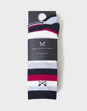 Load image into Gallery viewer, Crew Clothing - 3 Pack Bamboo Socks Navy Red Stripes
