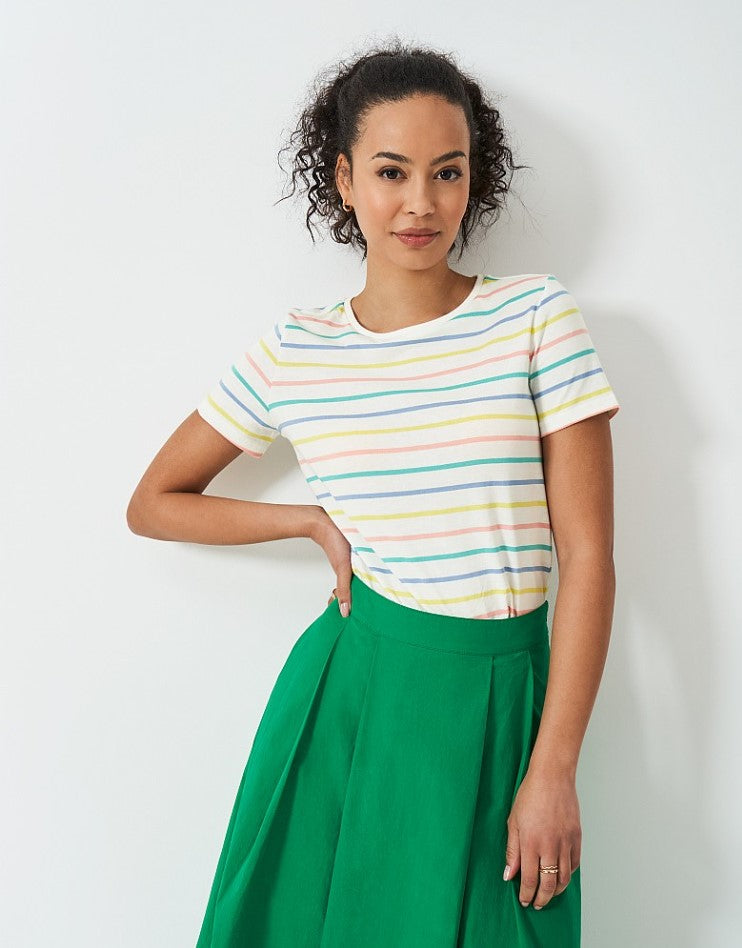 Crew Clothing - Breton Tee in Waterfall/Peach