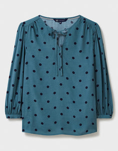 Crew Clothing - Ellen Blouse - Navy Polka Dot