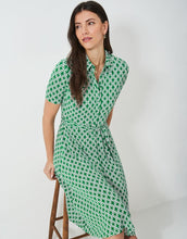 Load image into Gallery viewer, Crew Clothing - Emma Jersey Shirt Dress in Kelly Green Geo Entwined Print
