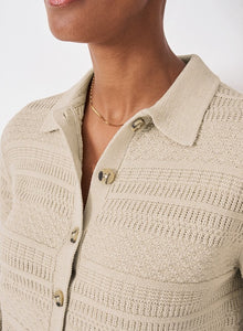 Crew Clothing - Exmouth Collar Cardigan in Oatmeal