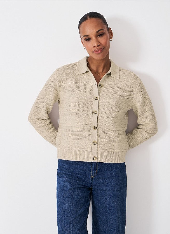 Crew Clothing - Exmouth Collar Cardigan in Oatmeal