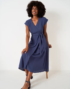 Crew Clothing - Gemma Plain Wrap Dress - Navy