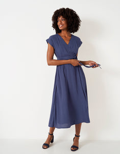 Crew Clothing - Gemma Plain Wrap Dress - Navy