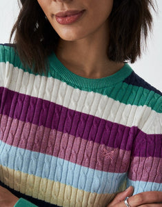 Crew Clothing - Heritage Cable Crew Neck Jumper in Multi Stripe