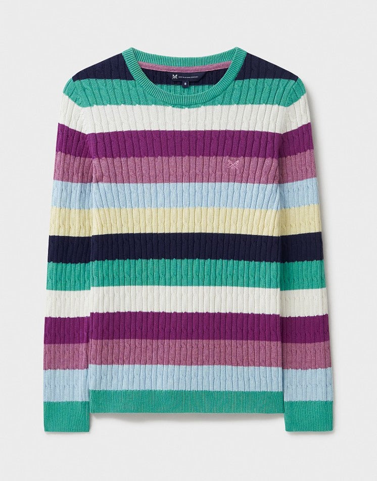 Crew Clothing - Heritage Cable Crew Neck Jumper in Multi Stripe