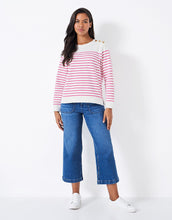 Load image into Gallery viewer, Crew Clothing - Nautical Button Shoulder Sweatshirt - Pink/White
