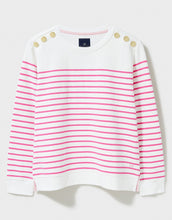 Load image into Gallery viewer, Crew Clothing - Nautical Button Shoulder Sweatshirt - Pink/White
