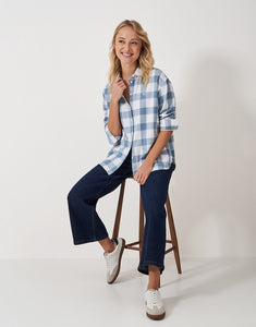 Crew Clothing - Relaxed Fit Flannel Shirt in Blue/White Check