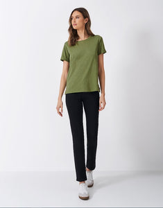 Crew Clothing - Perfect Crew Slub T-Shirt in Oil Green