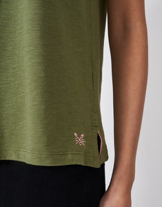 Crew Clothing - Perfect Crew Slub T-Shirt in Oil Green