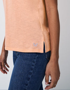 Crew Clothing - Perfect V Neck Slub T-shirt in Peach