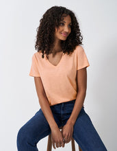 Load image into Gallery viewer, Crew Clothing - Perfect V Neck Slub T-shirt in Peach
