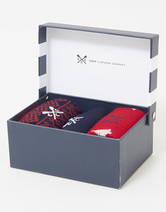 Crew Clothing - Bamboo Sock Box - Raspberry Navy