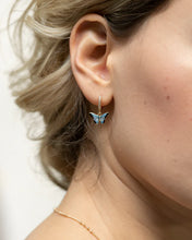 Load image into Gallery viewer, Fable - Huggie Earrings - Enamel Blue Butterfly
