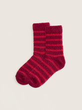 Load image into Gallery viewer, Sea Salt - Fluffies Socks in Breton Flag Fireglow
