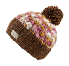 Load image into Gallery viewer, Kusan - PK2631 Uneven Yarn Bobble Hat - Brown Pink
