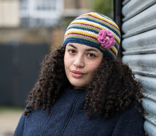Load image into Gallery viewer, Kusan - PK2620 Crochet Flower Beanie - Blue Yellow
