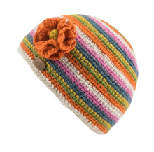 Load image into Gallery viewer, Kusan - PK2620 Crochet Flower Beanie - Pink Orange
