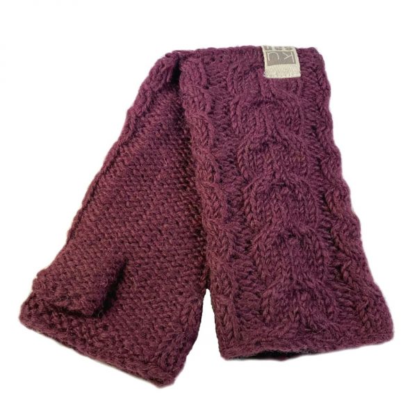 Kusan - PK2228 Cable Knit Handwarmers - Berry Red