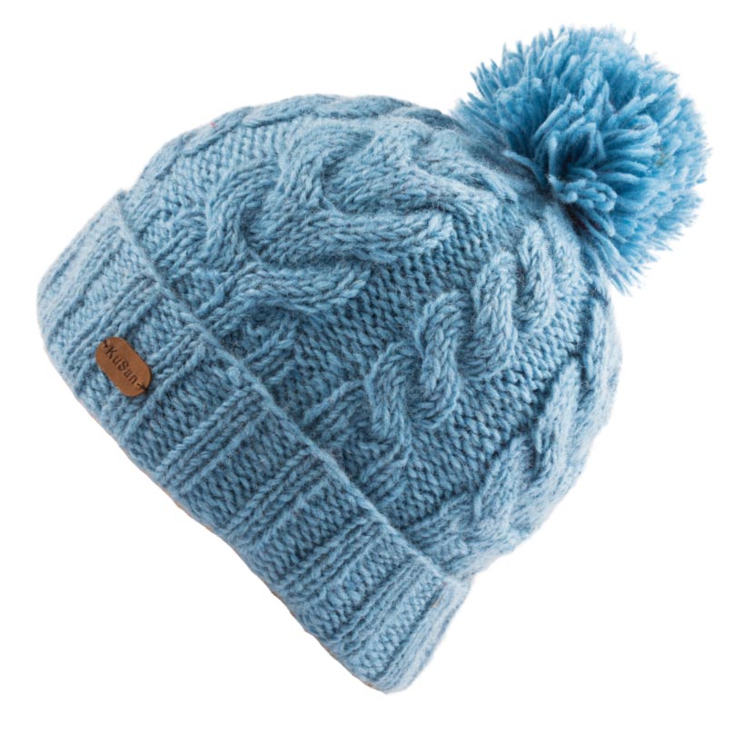 Kusan - PK2228 Cable Bobble Hat Turn Up - Sky Blue