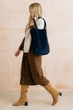 Load image into Gallery viewer, Lily &amp; Me - Jumbo Cord Shopper Bag in Navy
