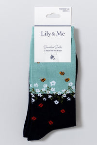 Lily & Me - Hedgerow Bamboo Socks Ocean